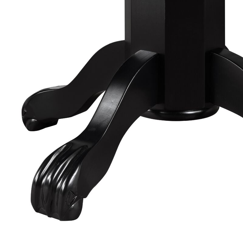 Ava 42 Inch Wood Pub Bar Table, Molded Trim, Carved Pedestal, Black