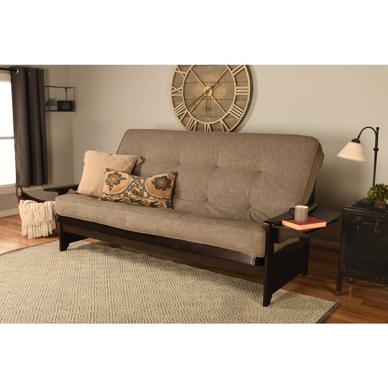 Phoenix Frame Queen-Espresso Finish-Linen Stone Mattress image number 2