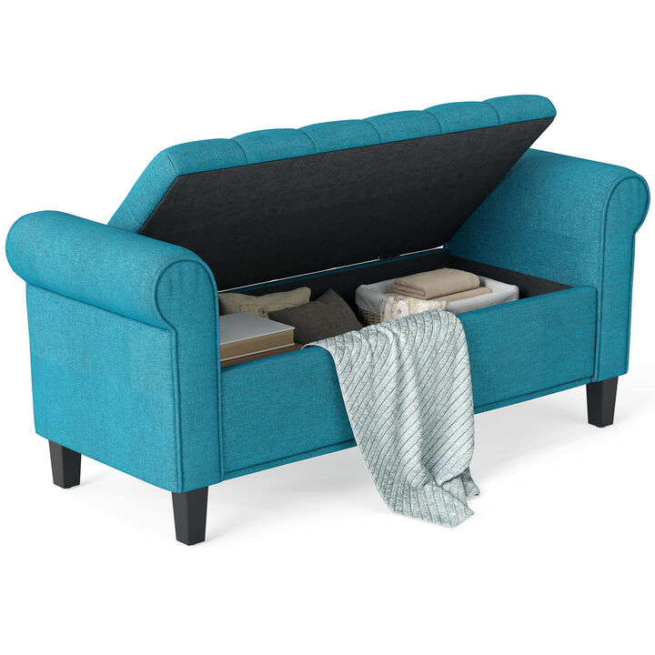 Hivvago End of Bed Storage Ottoman with Rolled Arms