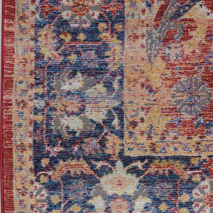 HomeRoots Floral Medallion Distressed Non Skid Runner Rug