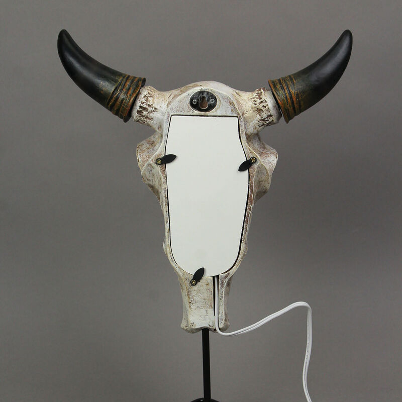 Western Steer Skull Wall Or Table Accent Lamp w/ Removable Metal Stand LED Bulb image number 8