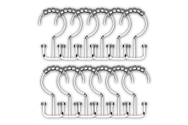 Metal Double Shower Curtain Hooks, Set of 12 image number 4
