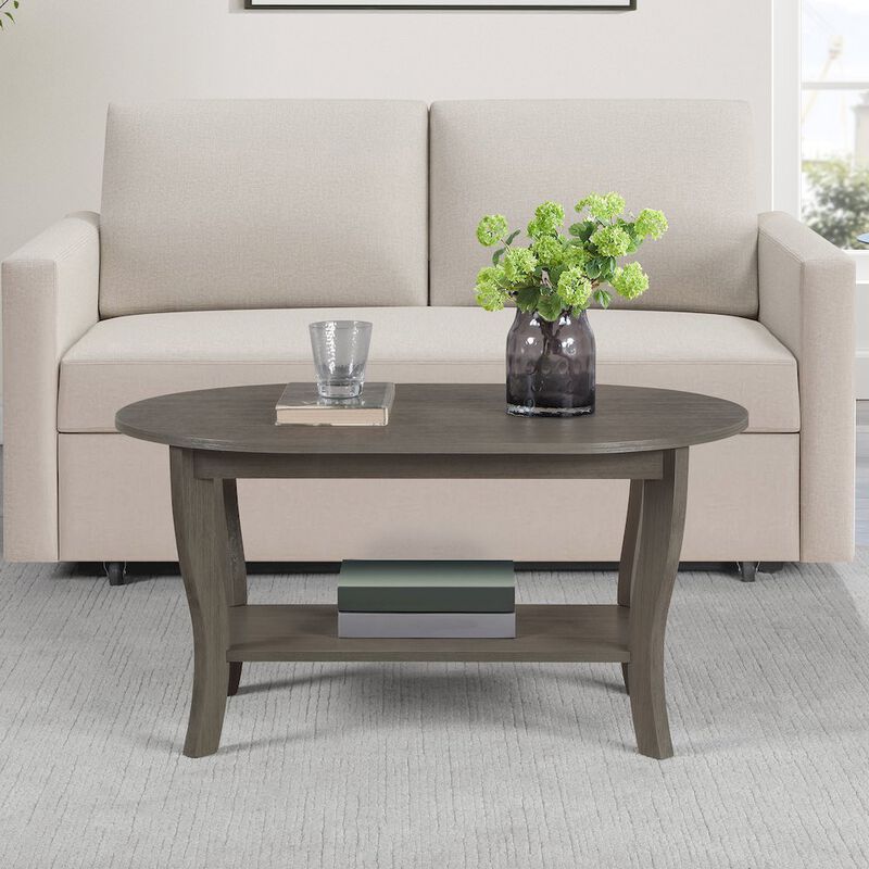 Convenience Concepts American Heritage Oval Coffee Table with Shelf