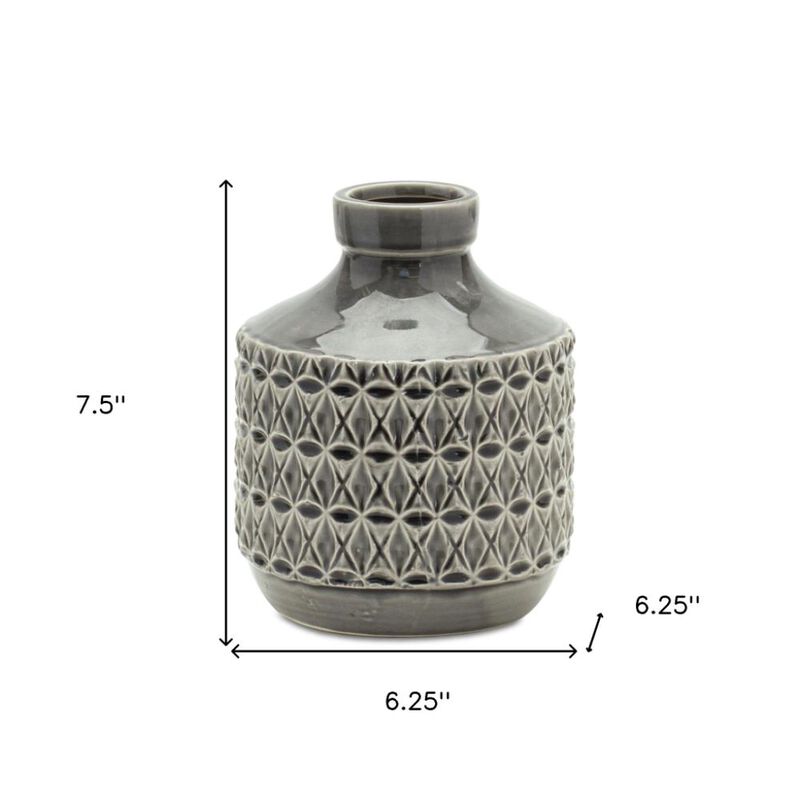 Hivvago 8 Inch Gray Geometric Bud Terracotta Table Vase