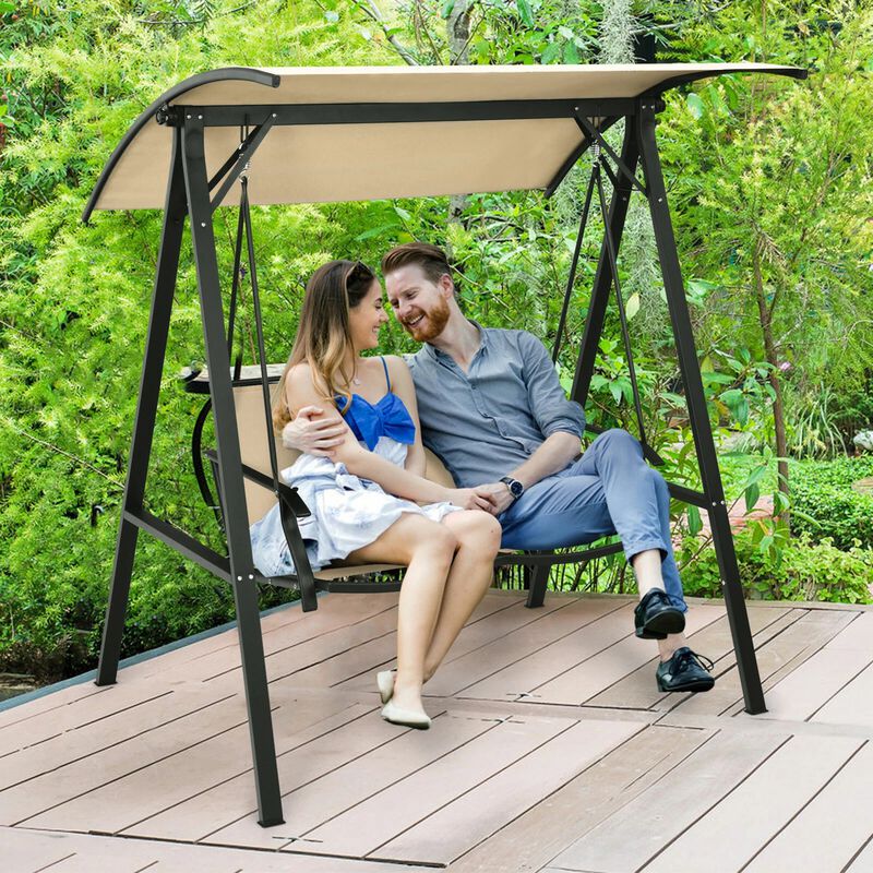 Mondawe 2 Person Patio Swing with Weather Resistant Glider and Adjustable Canopy