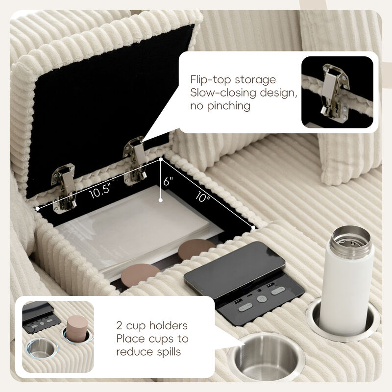 Merax Corduroy Sectional Sofa with Bluetooth Speakers