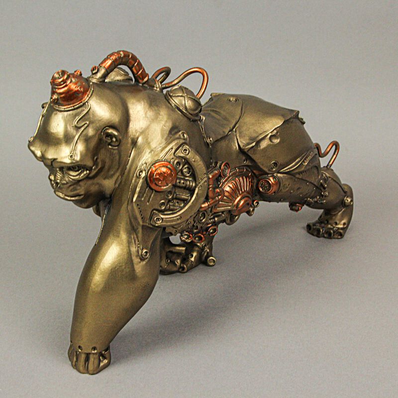 Resin Bronze Finish Steampunk Gorilla Sculpture Home Decor Statue Figurine Art image number 7