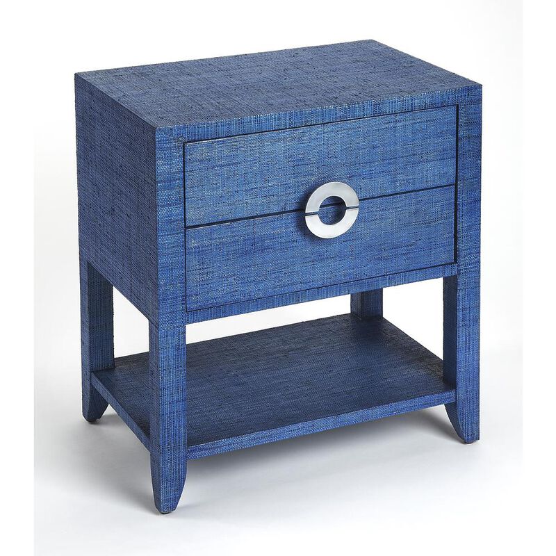 Butler Specialty Company Amelle Raffia 2-Drawer Nightstand, Blue