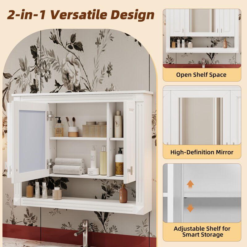 ELEMENT ACE 35-Inch Wall Mounted Medicine Cabinet with Mirror and Adjustable Shelves image number 6