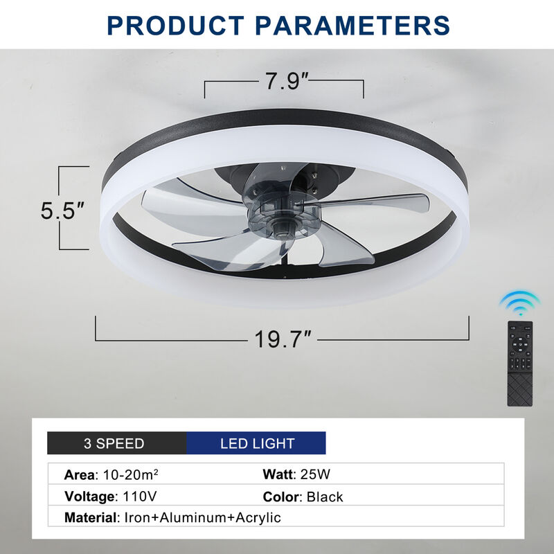 ELEMENT ACE Modern Ceiling Fan with Integrated Dimmable LED Lighting image number 2