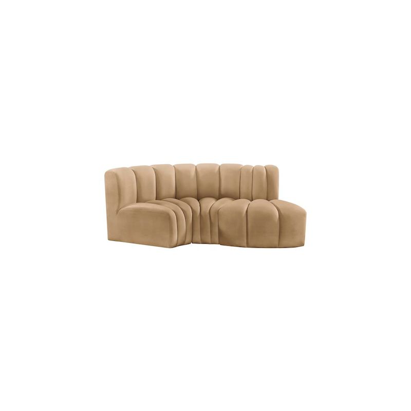 Meridian Furniture Arc Camel Velvet Modular Sofa