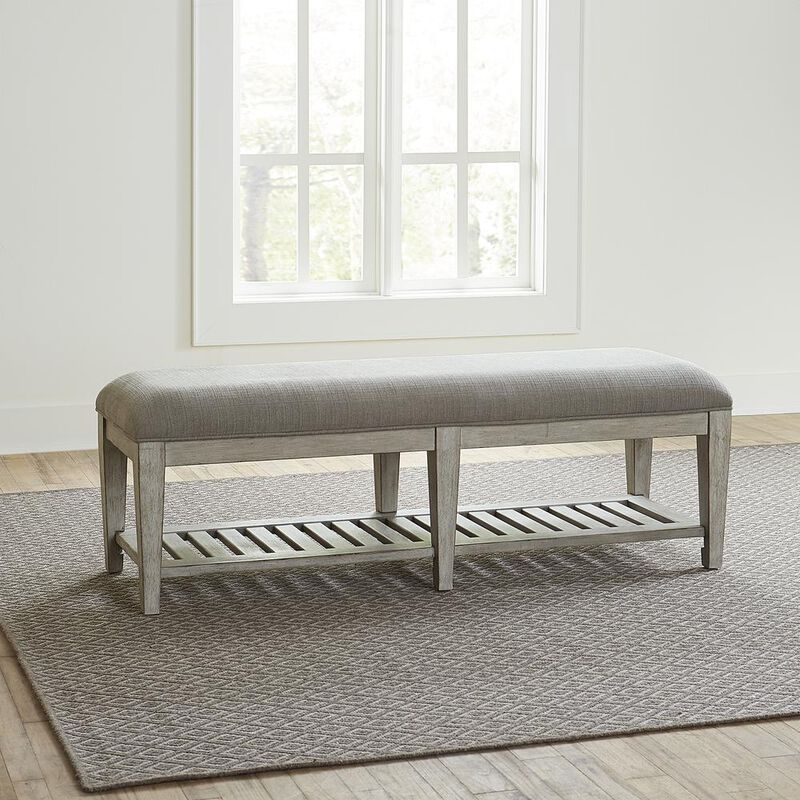Liberty Furniture Heartland Bed Bench in Antique White w/ Tobacco Top image number 1