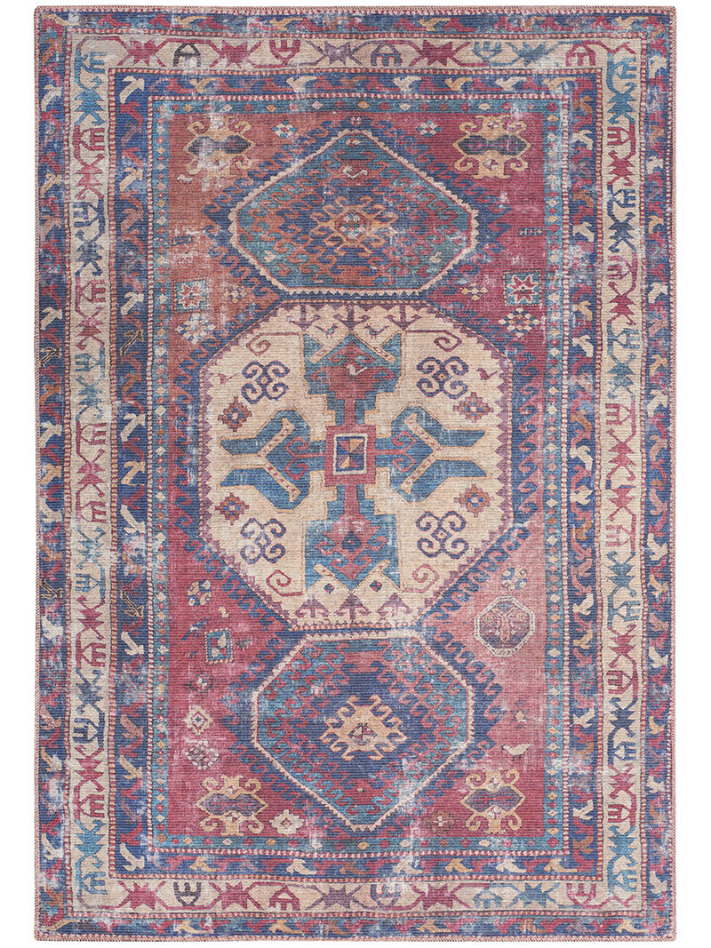 Machine Washable Series 1 SR105 Red/Navy 5'3" x 7'3" Rug