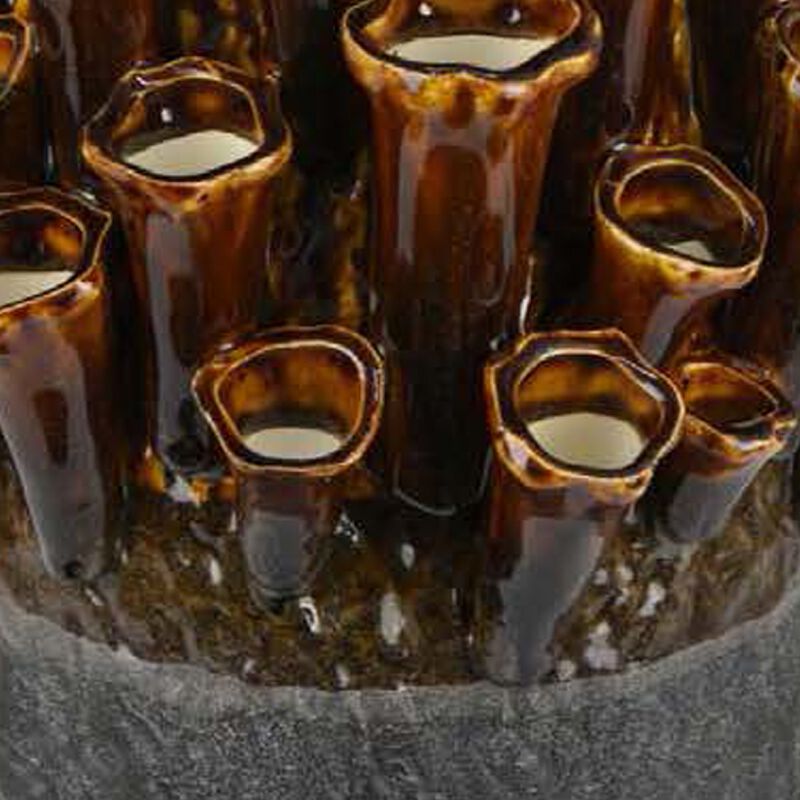 Cior Decorative Vase, Coral Shape, 18 Inch Gray and Brown Ceramic