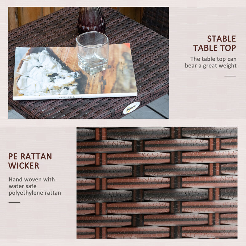 Patio Rattan Coffee Table Outdoor Wicker Side Table Furniture Garden Balcony