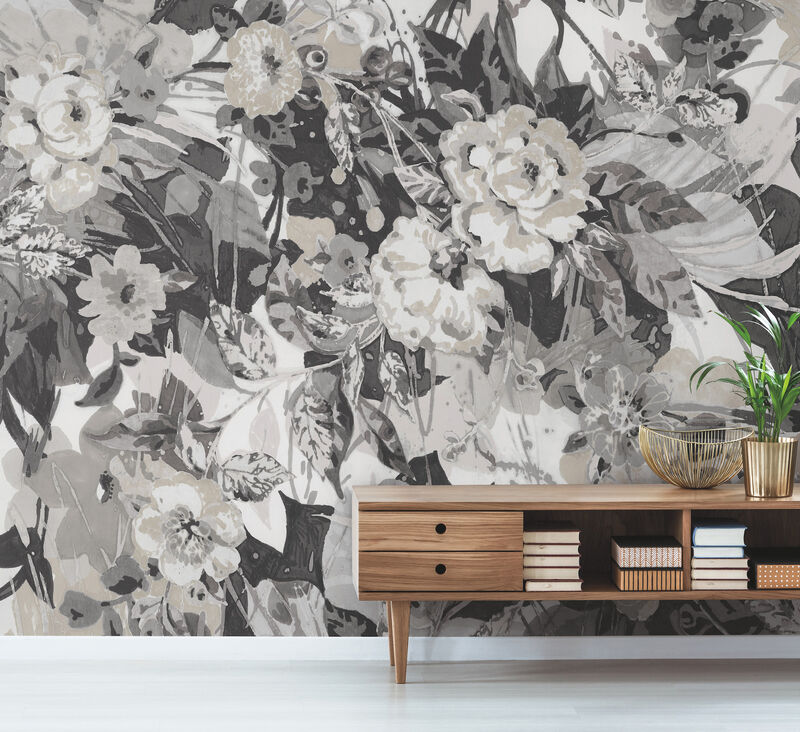 Pop Floral Neutral Wall Mural (Set of 2) image number 1