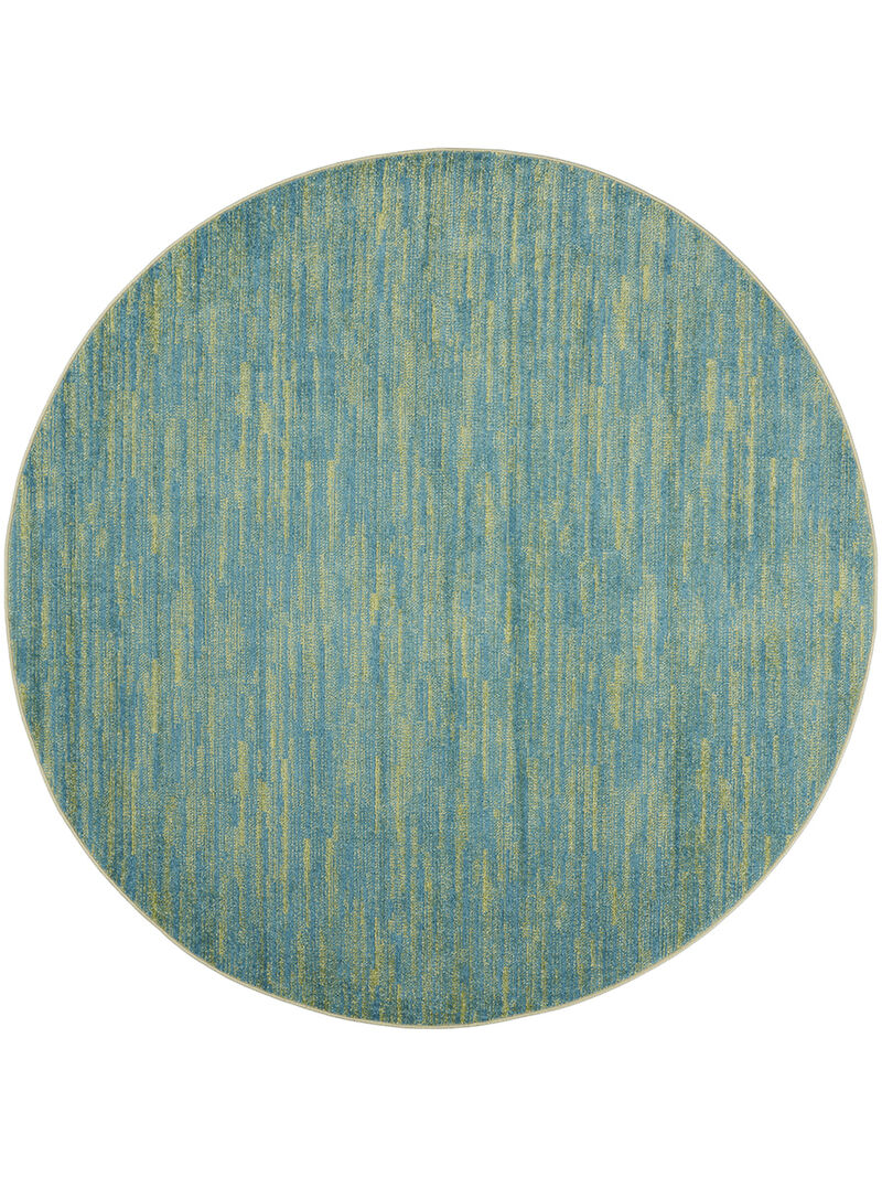 Nourison Essentials NRE01 Blue/Green 8' x Round Rug image number 0