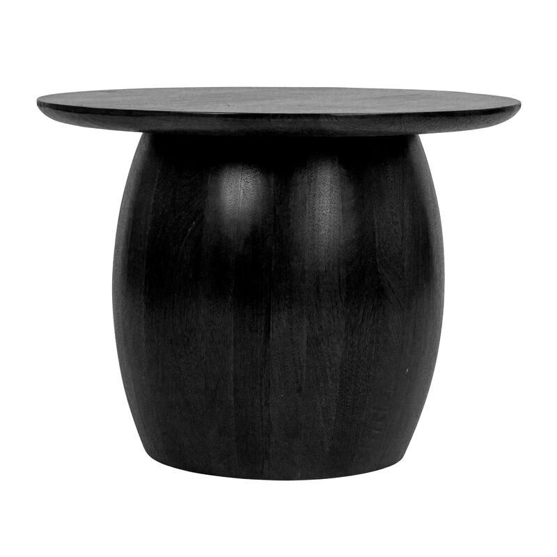 Rowena Interiors Modern Mango Wood Round Side Table, Black image number 2