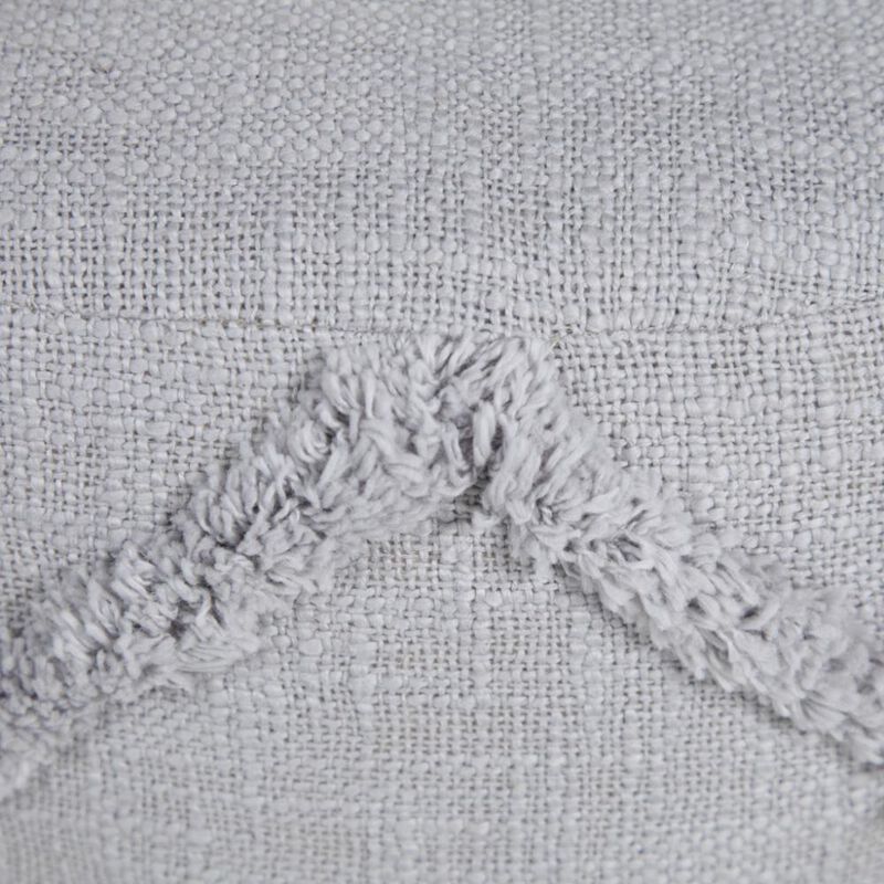 Hivvago 18 Inch Gray Cotton Cylinder Geometric Pouf Ottoman