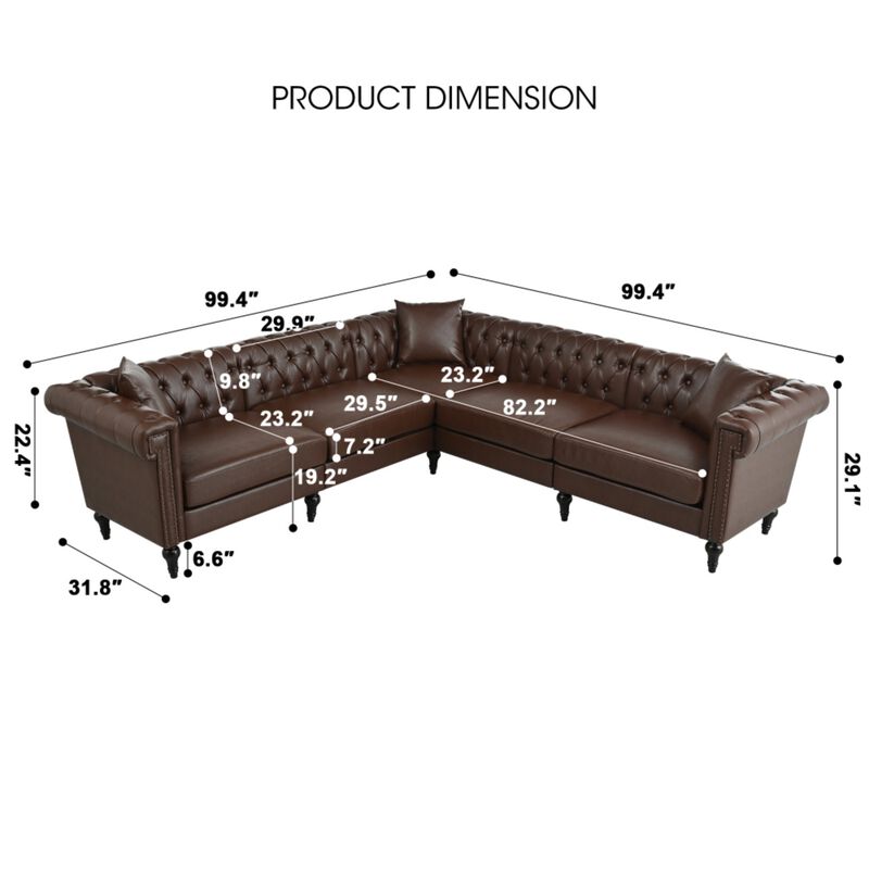 Zefwi Chesterfield L-Shaped Sectional Sofa image number 9