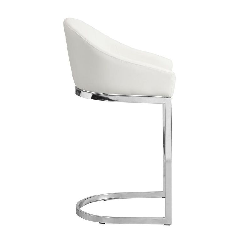 Carolina Living Torano 26 Upholstered Counter Stool - Chrome - White Upholstery