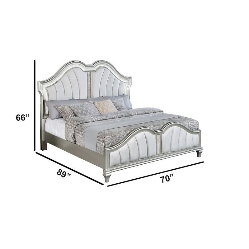 Best Quality Furniture Classic Silver Queen Panel Bed In Silver Color