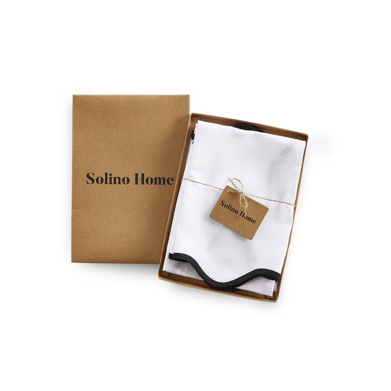 Solino Home 100% Pure Linen Dinner Napkins 20 Inch Round Set of 4 - Giselle Scallop Edge
