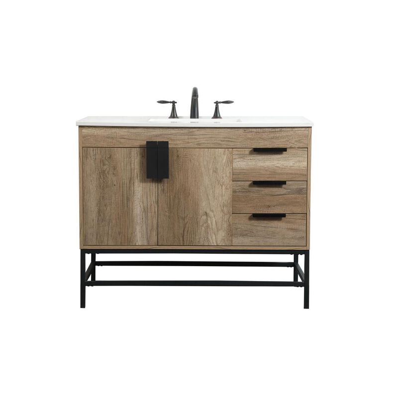 Elegant Kitchen and Bath 42 inch Single bathroom vanity in natural oak