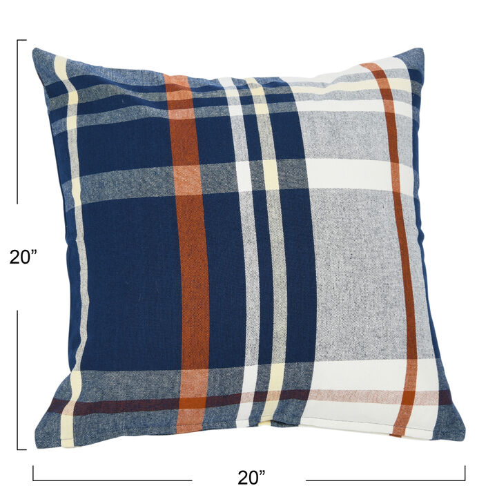 Square Plaid Cotton Pillow Cover