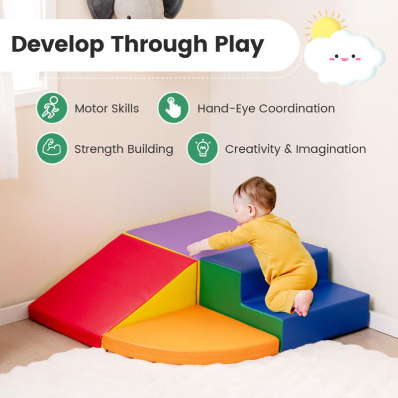 Hivvago 4-Piece Climb and Crawl Foam Block Play Set for Infant Baby