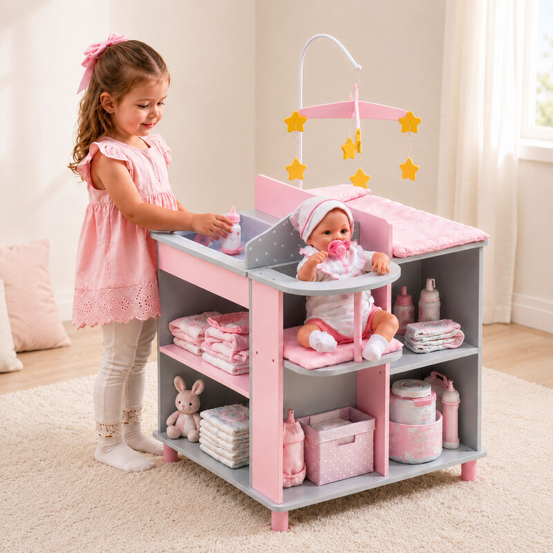 Olivia's Little World Polka Dots Princess Baby Doll Changing Station, Gray image number 7