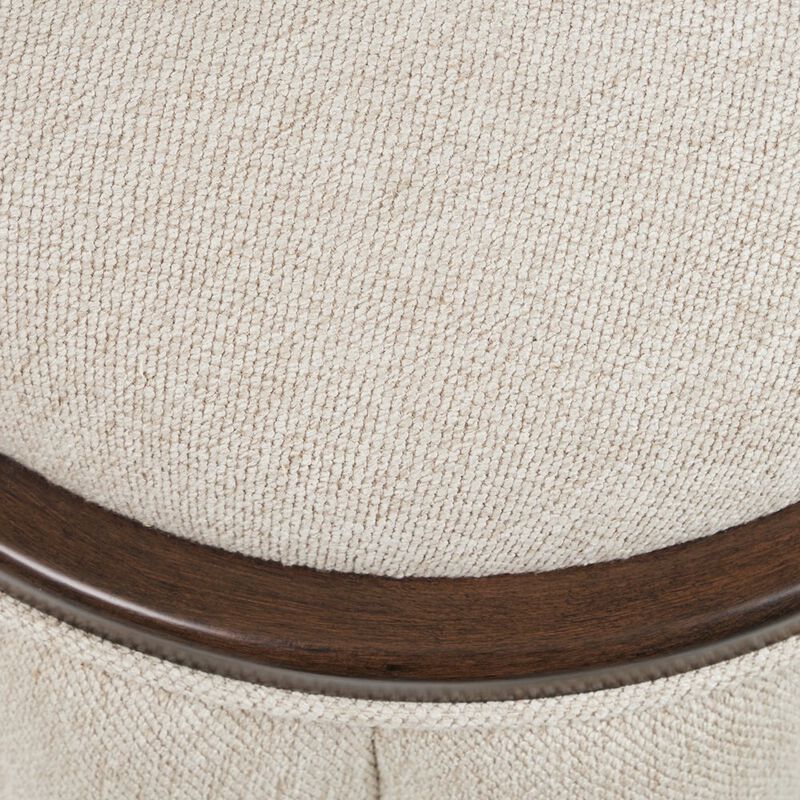 Michael Amini Camellia Field Round Bench - Linen/Warm Pecan image number 4