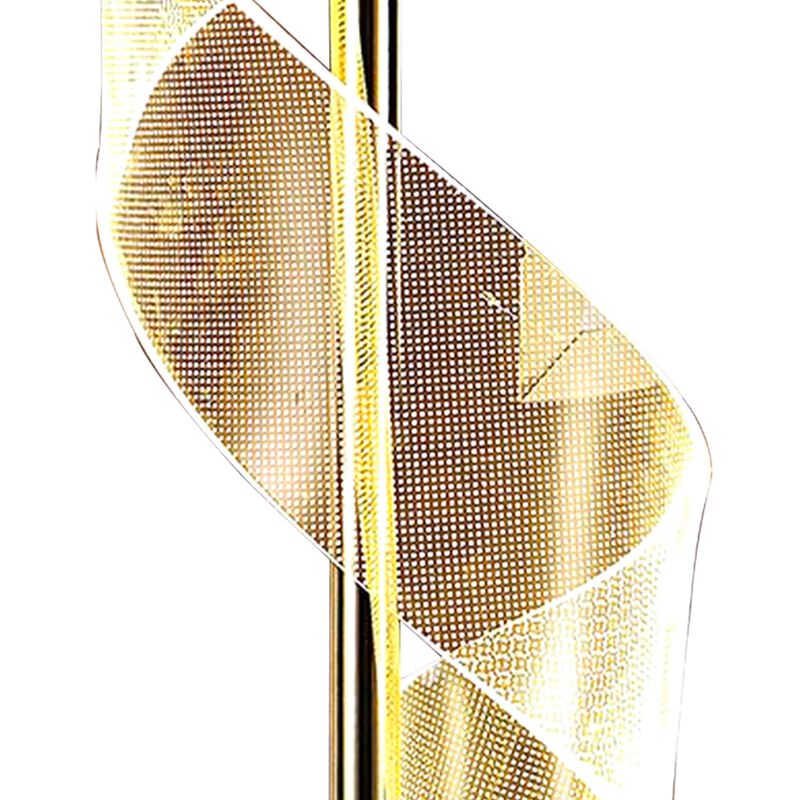Melly 19 Inch Table Lamp, LED Swirl Ribbon Design, Acrylic, Bright Nickel-Benzara image number 3