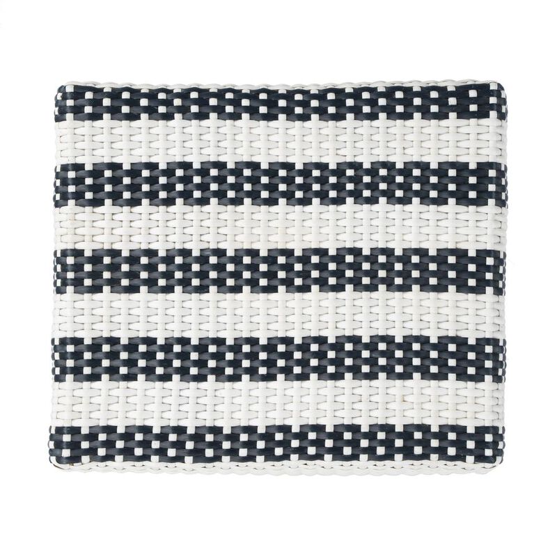 Butler Specialty Robias Rectangular Rattan 24.5 Counter Stool, White and Navy Stripe