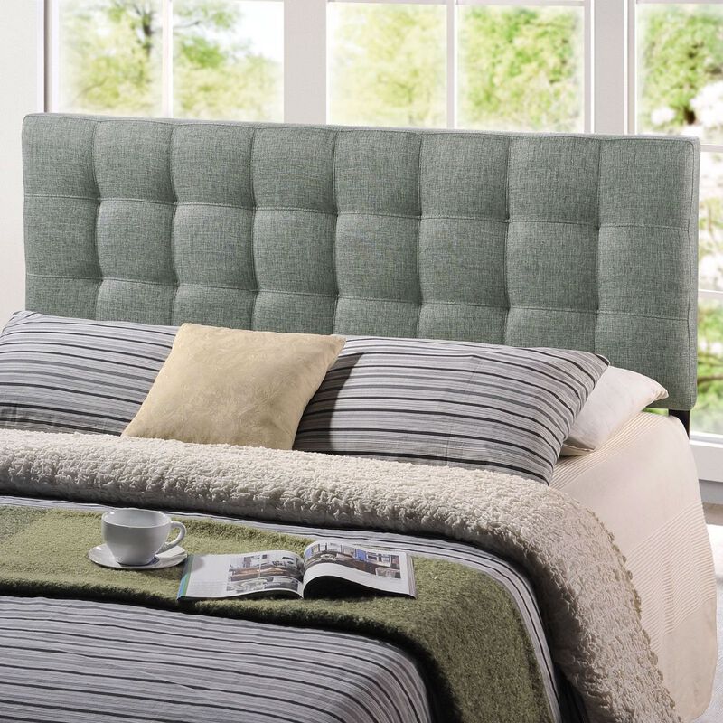 Hivvago King size Grey Fabric Upholstered Headboard with Modern Tufting