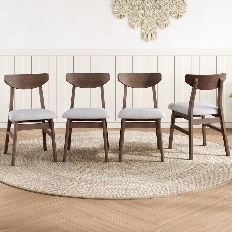 Whisen 2-Piece 19.8inch Upholstered Dining Chairs, Solid Rubber Wood Mid-Century Modern for Living Room Kitchen image number 3