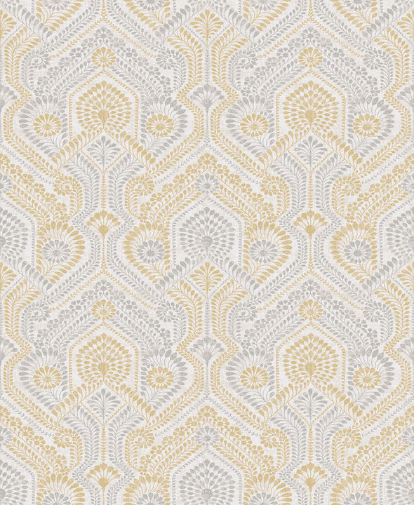 Fernback Yellow Ornate Botanical Wallpaper