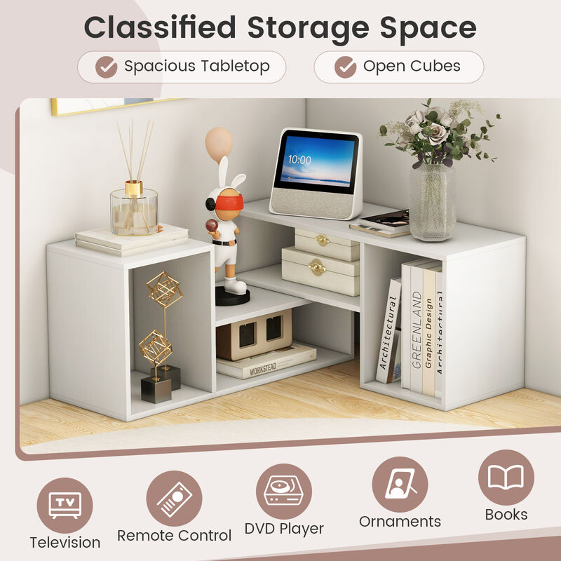 Versatile 2-Piece TV Stand for 55" TVs with Adjustable Sections and Storage Cubes