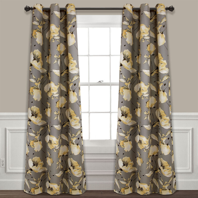 Delsey Floral Absolute Blackout Window Curtain Panels