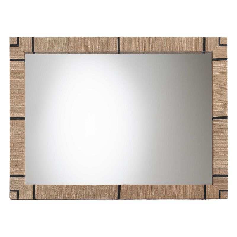 bali & pari Mirai Bohemian Woven Grasscloth Rectangle Accent Mirror image number 2