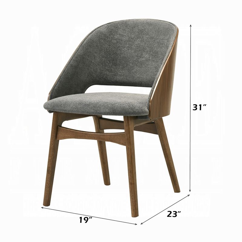 Dio Dining Side Chair Set of 2, Open Cut Curved Back, Walnut Brown image number 7