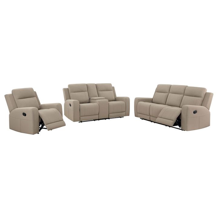 Coaster Co. of America Brentwood 3-piece Upholstered Reclining Sofa Set Taupe
