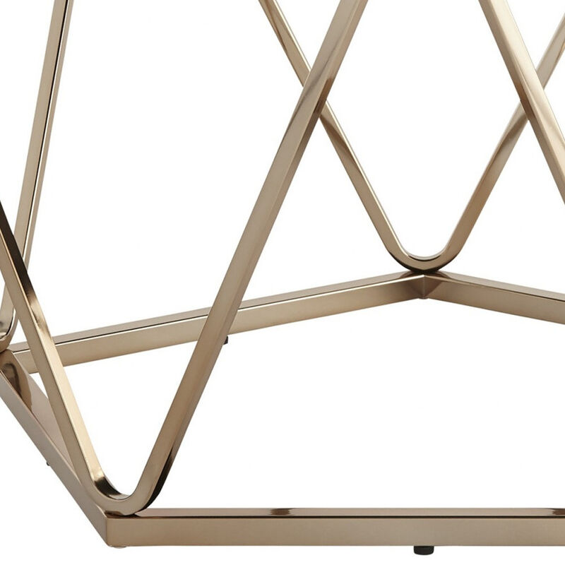 Hivvago 33 Inch  Champagne Solid Manufactured Wood And Metal Round Coffee Table