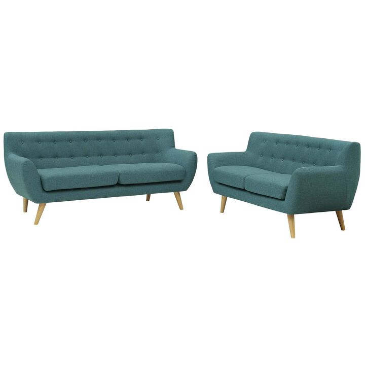 Modway Remark Mid-Century Modern Upholstered Fabric, Loveseat and Sofa, Teal