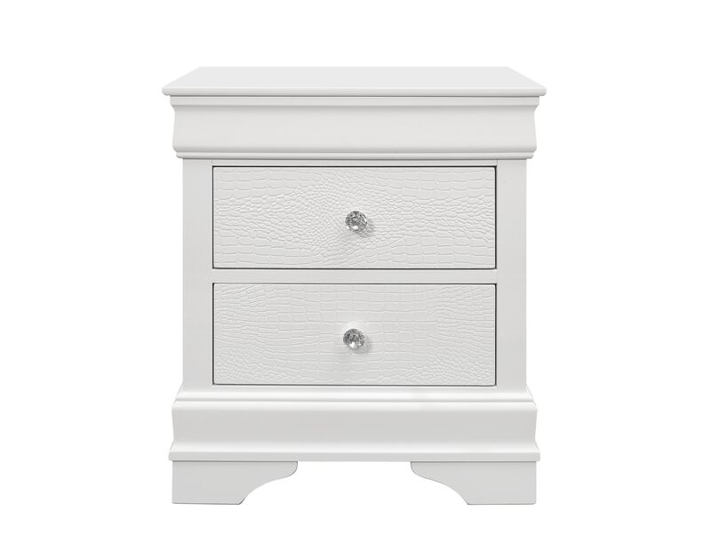 Pompei Metallic White Modern Nightstand with Storage image number 2