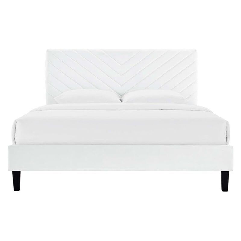 Modway Roxanne Modern Performance Velvet King Platform Bed in White image number 2