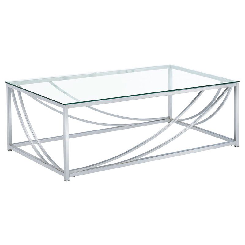 Coaster Co. of America Lille Rectangular Glass Top Coffee Table Chrome