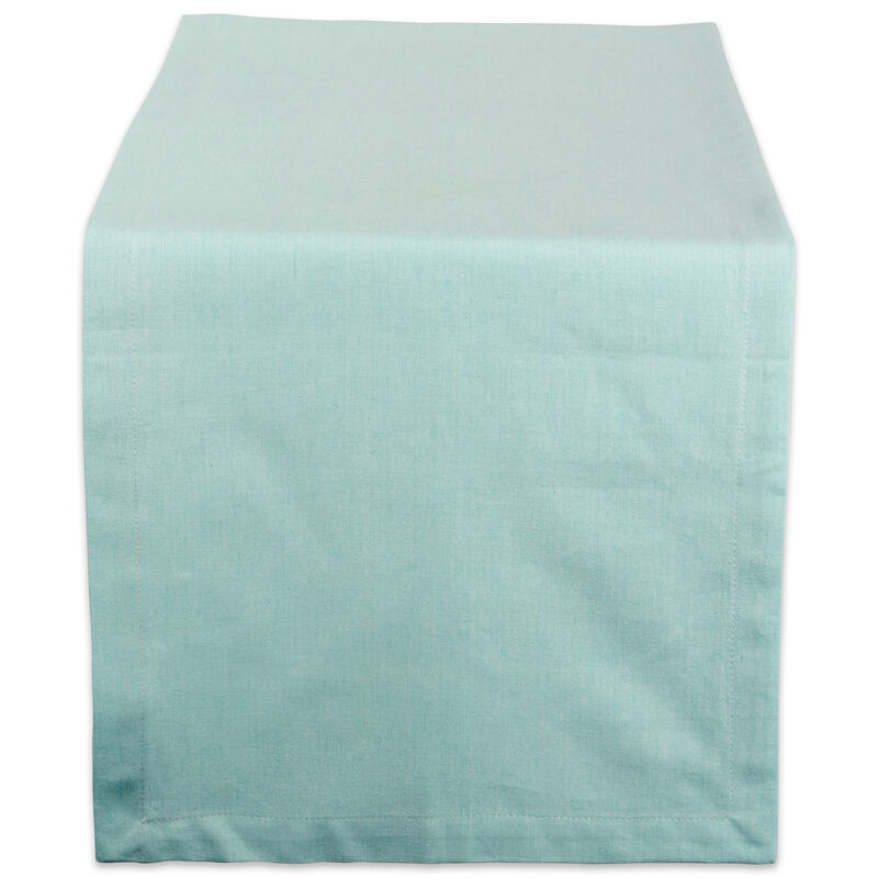 14" x 72" Aqua Blue Rectangular Solid Chambray Cotton Table Runner image number 1