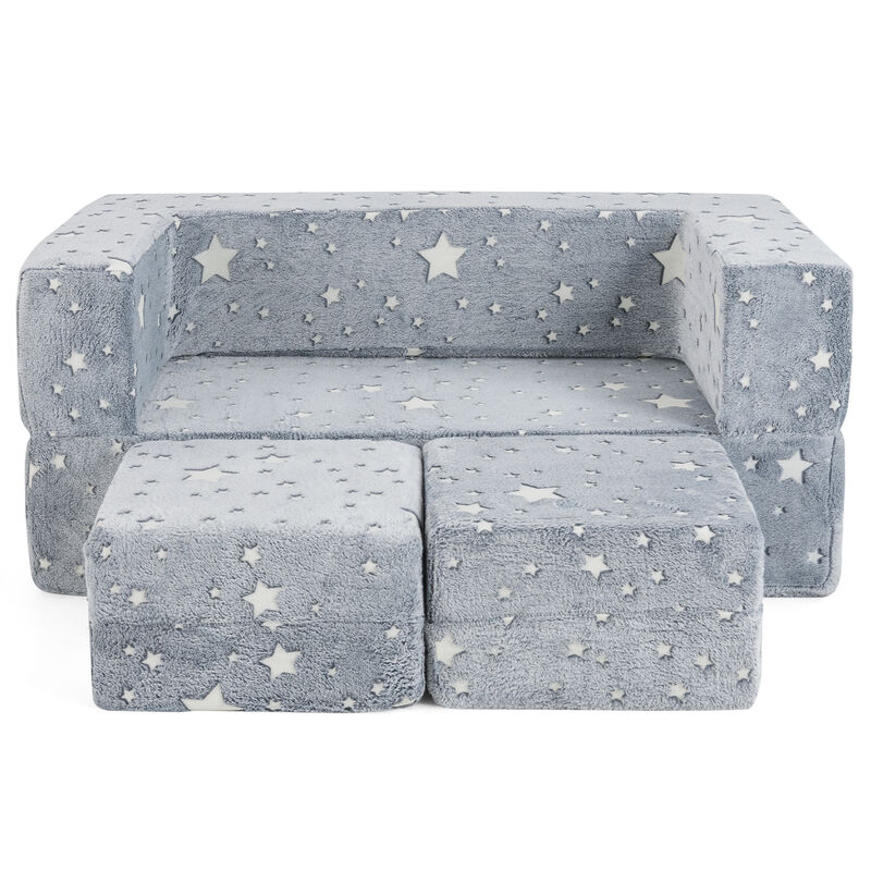 2 Seater Kids Play Couch with Removable and Machine Washable Flannel Cover