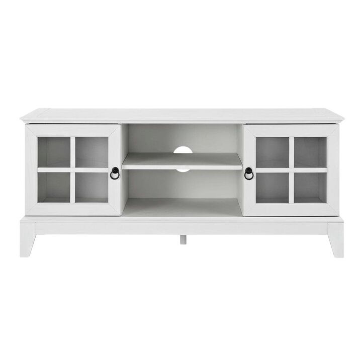 White wood TV stand with 47-inch top and sleek design for modern living spaces